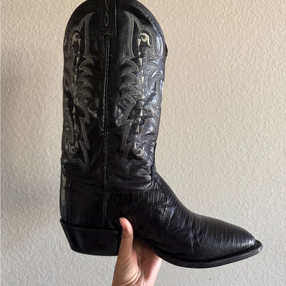 Tony Lama black teju lizard Cowboy Boots - Picture 1 of 4